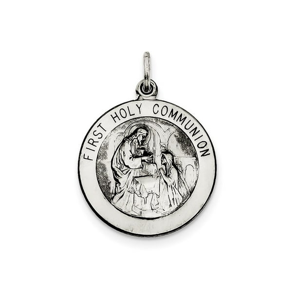Sterling Silver 18 mm First Communion Medal 18 Necklace First Holy Communion Medal Necklace or Pendant